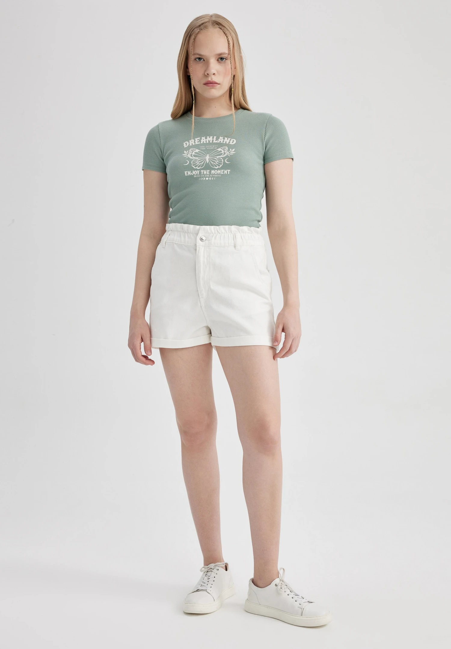 DeFacto Paperbag - Jeansshort - White 4 DeFacto Paperbag - Jeansshort - White - Afbeelding 2