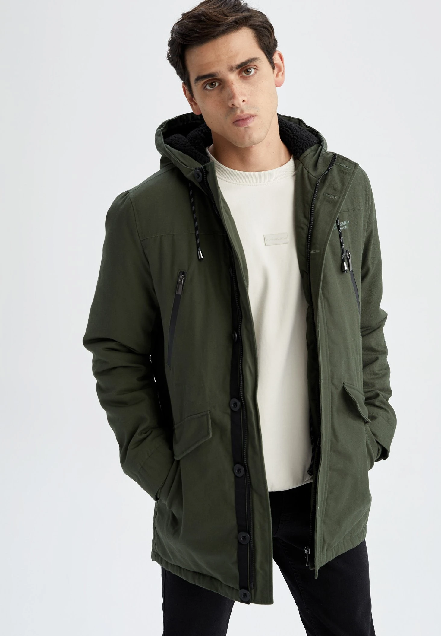 DeFacto Slim Fit- Winterjas - Khaki 3 DeFacto Slim Fit- Winterjas - Khaki