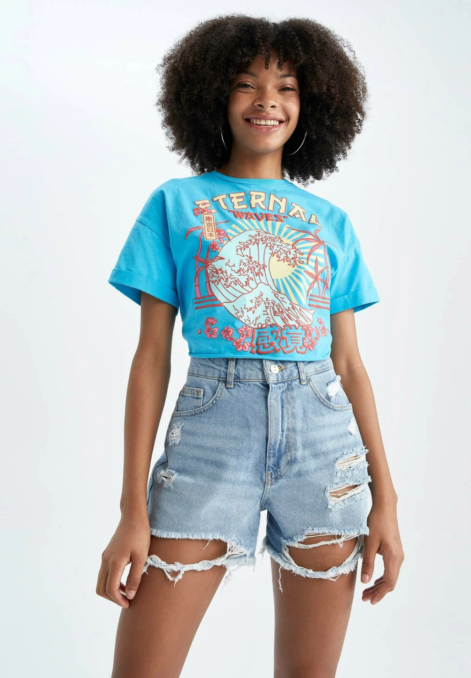 DeFacto T-Shirt Print - Blue 3 DeFacto T-Shirt Print - Blue