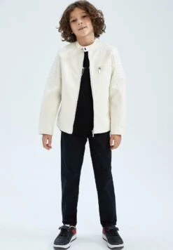 DeFacto Regular Fit - Imitatieleren Jas - Ecru