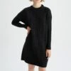 DeFacto Regular Fit - Gebreide Jurk - Black -DeFacto bcfce24ba2484678b2a74274f8dca89d