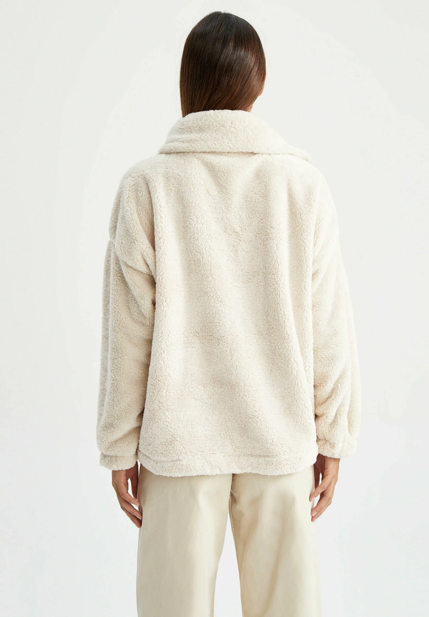 DeFacto Oversize Fit - Fleece Trui - Ecru 5 DeFacto Oversize Fit - Fleece Trui - Ecru - Afbeelding 3