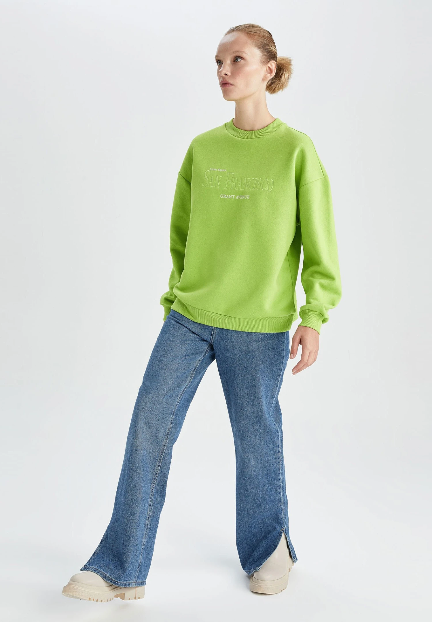 DeFacto Regular Fit- Sweater - Green 4 DeFacto Regular Fit- Sweater - Green - Afbeelding 2