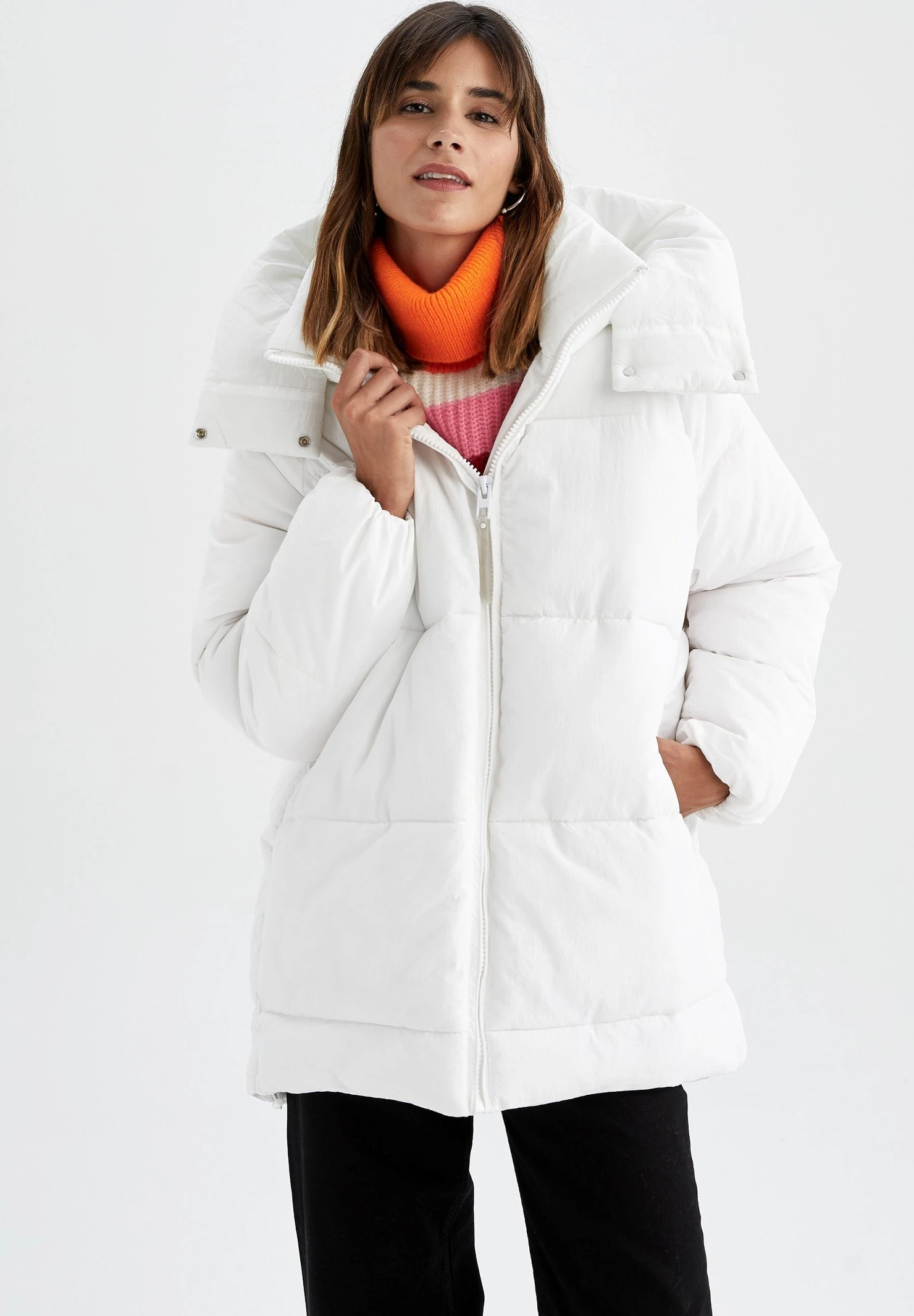 DeFacto Oversize Fit- Winterjas - White 3 DeFacto Oversize Fit- Winterjas - White