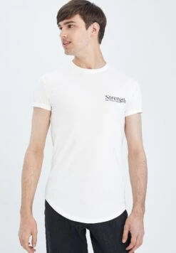 DeFacto Muscle Fit - T-Shirt Print - Ecru