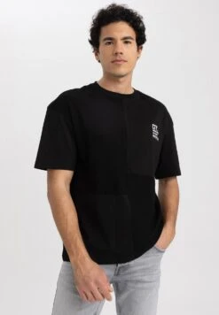 DeFacto Comfort Fit - T-Shirt Print - Black