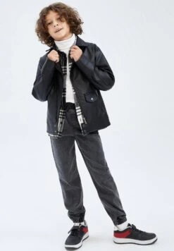 DeFacto Regular Fit - Imitatieleren Jas - Black