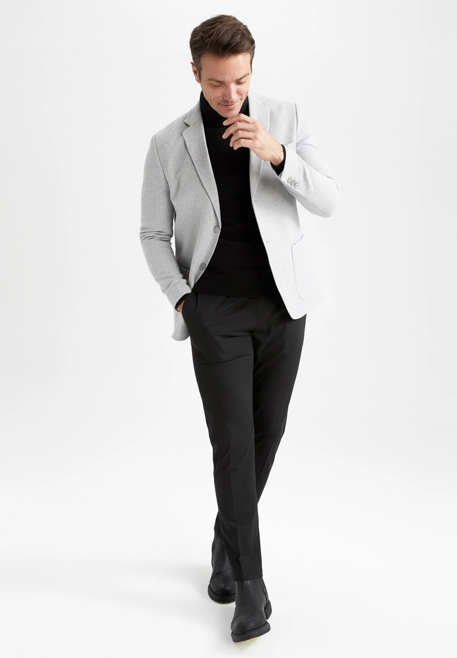 DeFacto Modern Fit- Blazer - Grey 4 DeFacto Modern Fit- Blazer - Grey - Afbeelding 2