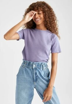 DeFacto Fitted - T-Shirt Basic - Purple