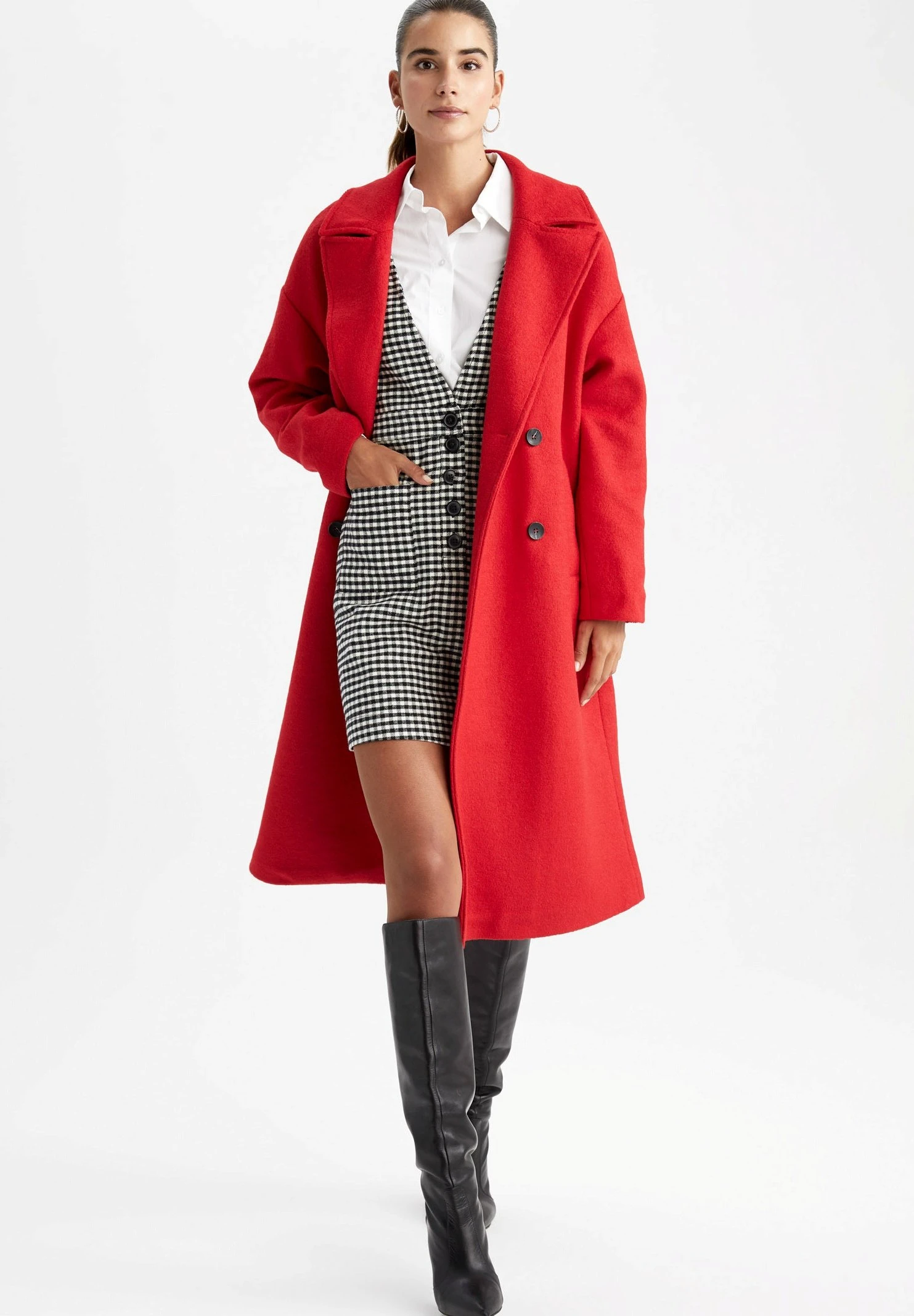 DeFacto Mantel - Red 4 DeFacto Mantel - Red - Afbeelding 2