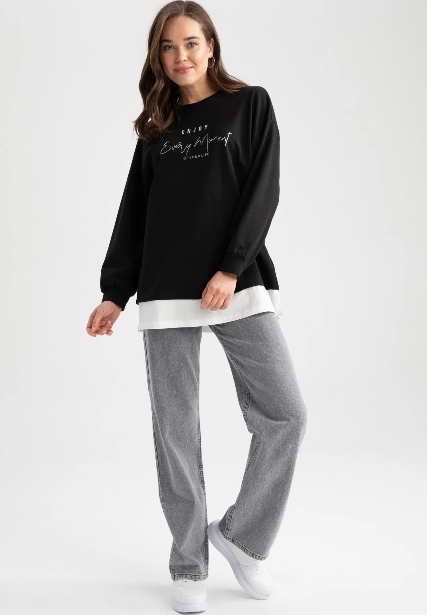 DeFacto Relax Fit - Longsleeve - Black 4 DeFacto Relax Fit - Longsleeve - Black - Afbeelding 2