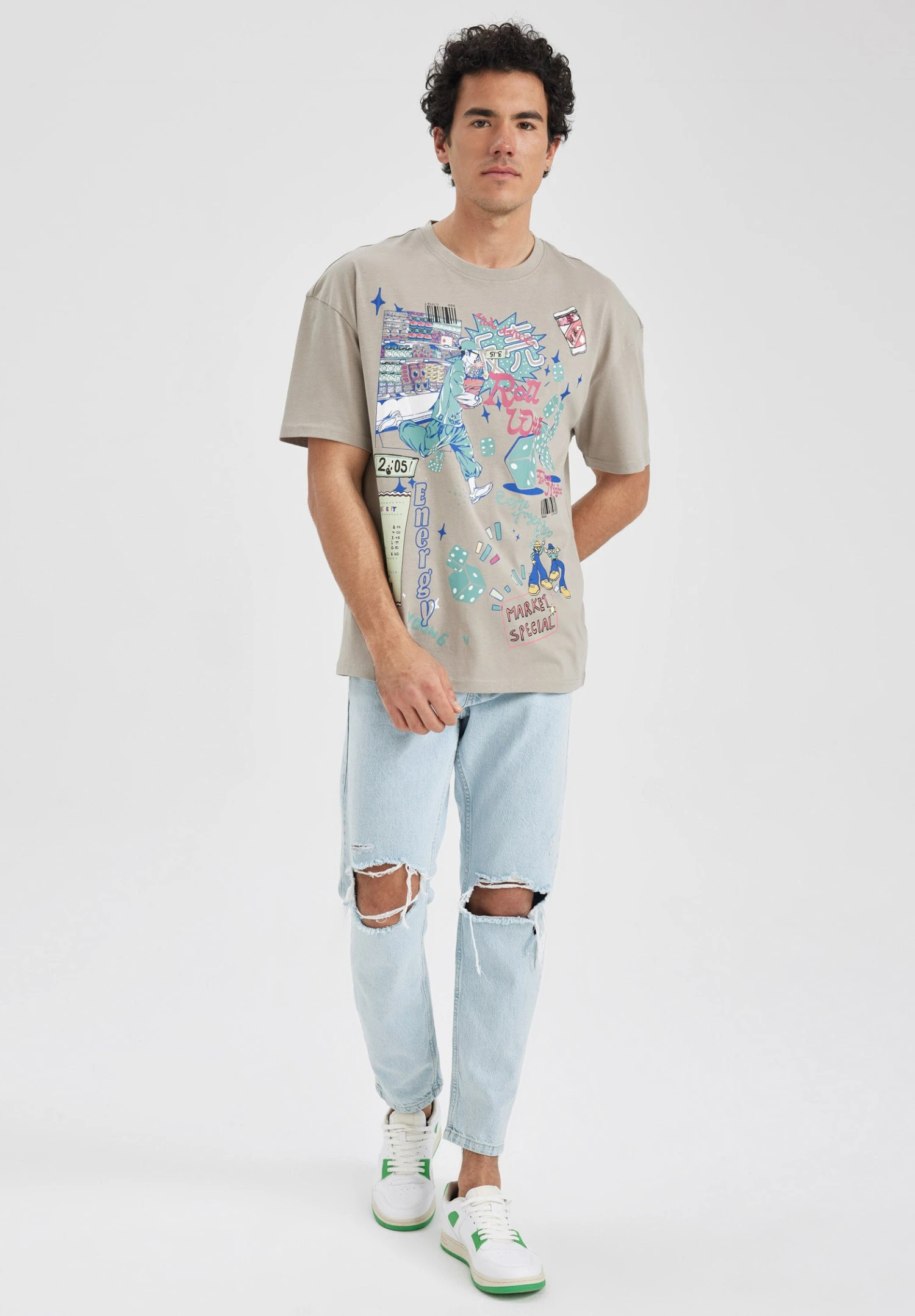 DeFacto Comfort Fit- T-Shirt Print - Beige 4 DeFacto Comfort Fit- T-Shirt Print - Beige - Afbeelding 2