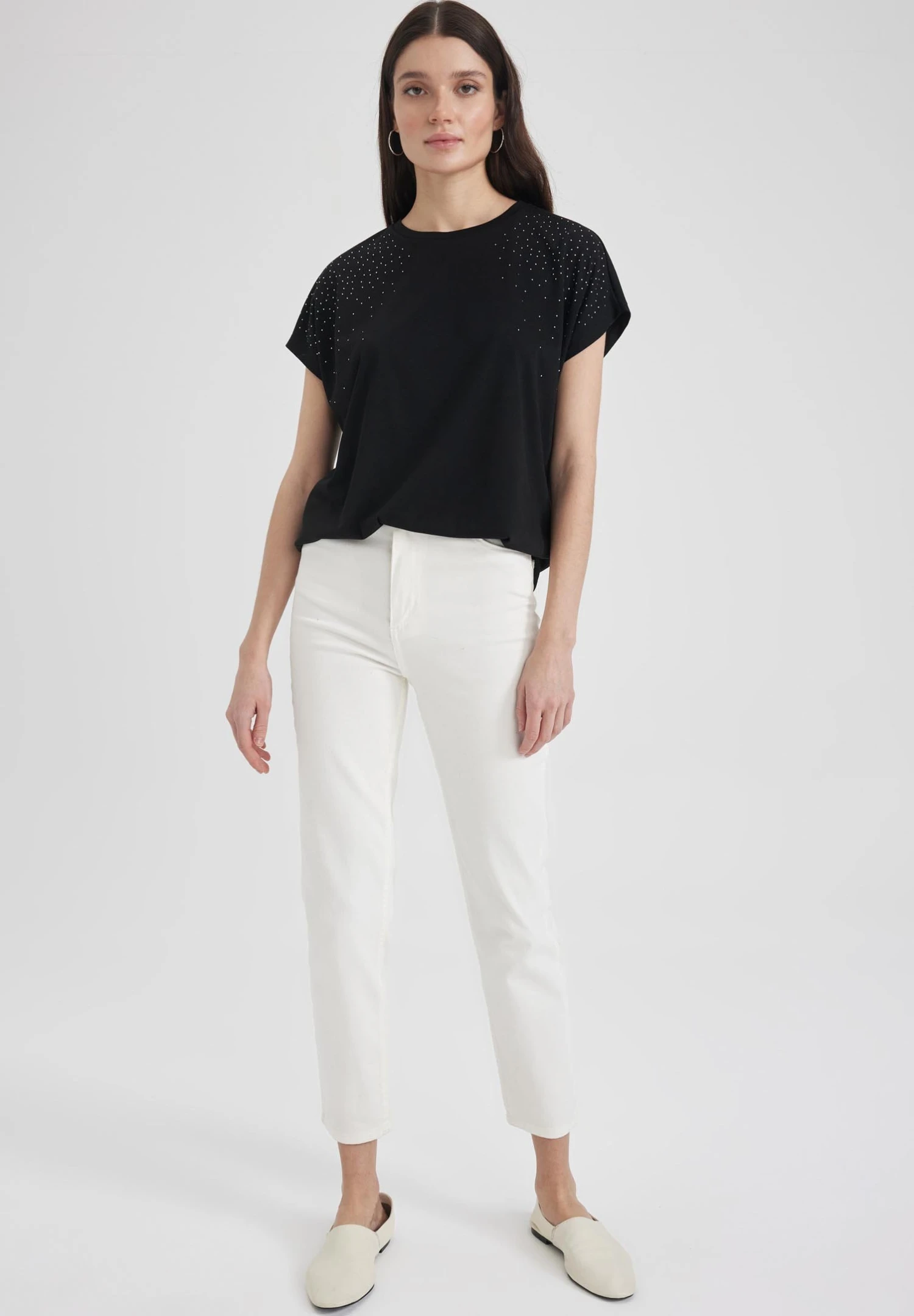 DeFacto Batwing- T-Shirt Basic - Black 4 DeFacto Batwing- T-Shirt Basic - Black - Afbeelding 2