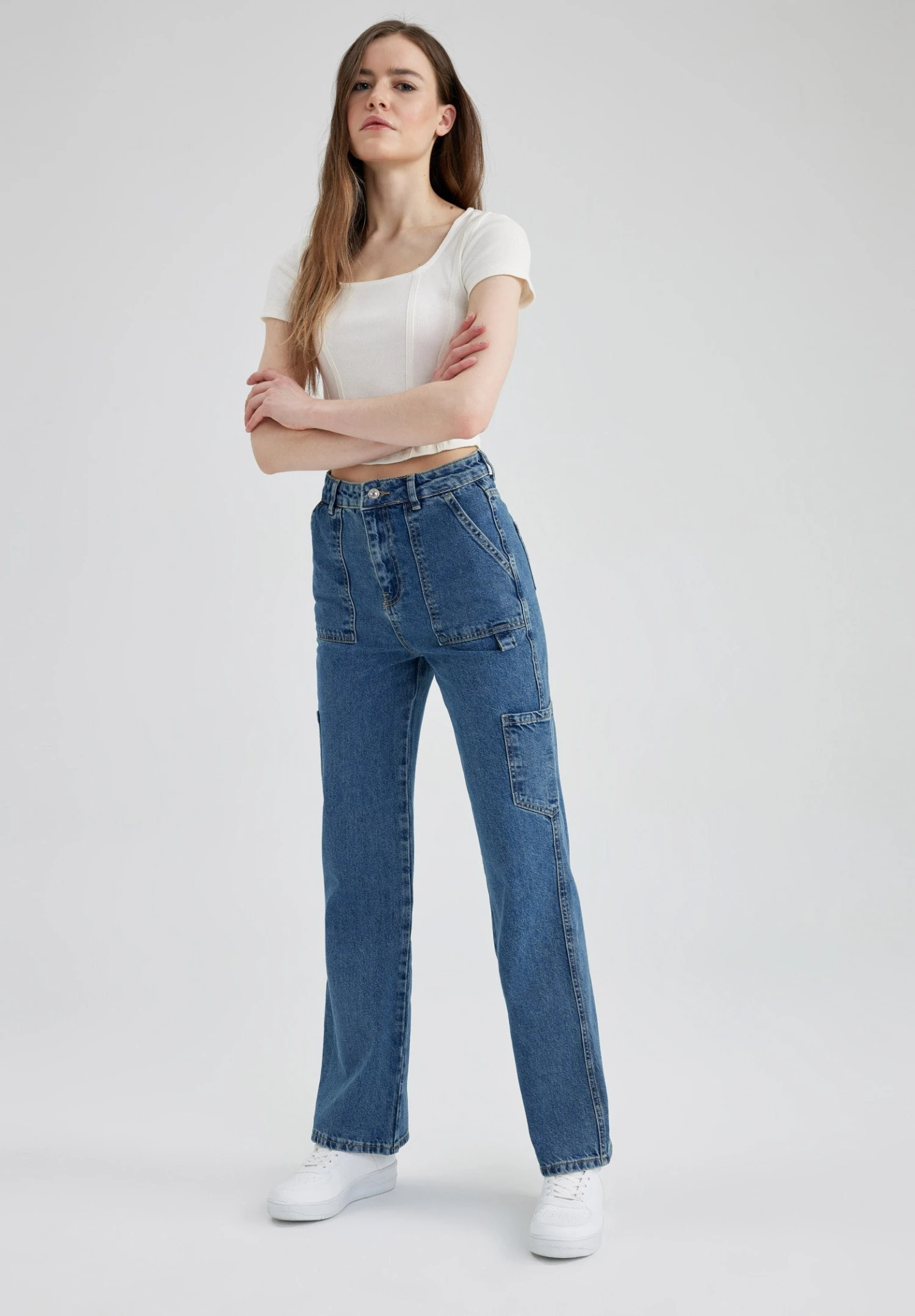 DeFacto Straight Leg Jeans - Blue 4 DeFacto Straight Leg Jeans - Blue - Afbeelding 2