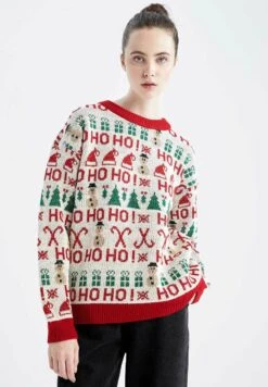 DeFacto Regular Fit Christmas Jumper - Trui - Ecru