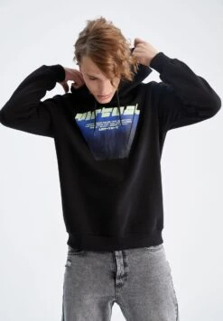 DeFacto Regular Fit- Hoodie - Black