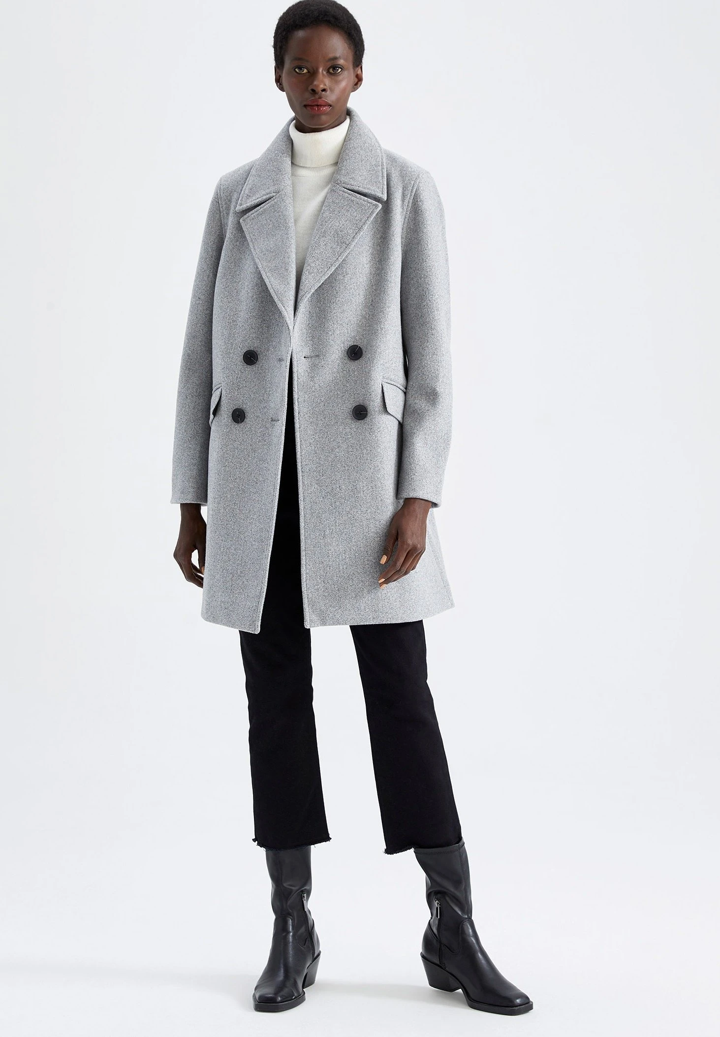 DeFacto Regular Fit- Halflange Jas - Grey 4 DeFacto Regular Fit- Halflange Jas - Grey - Afbeelding 2