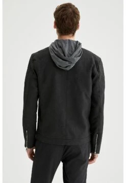 DeFacto Regular Fit - Imitatieleren Jas - Anthracite -DeFacto cf66ce3aaa024fedaeb96812263ddf27