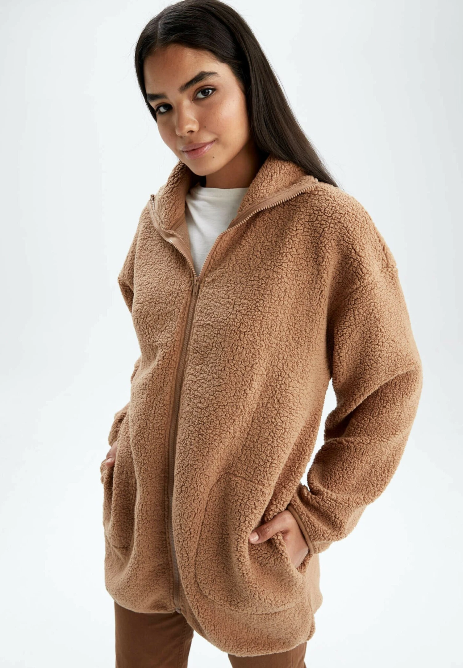 DeFacto Relax Fit - Fleecejas - Beige 3 DeFacto Relax Fit - Fleecejas - Beige