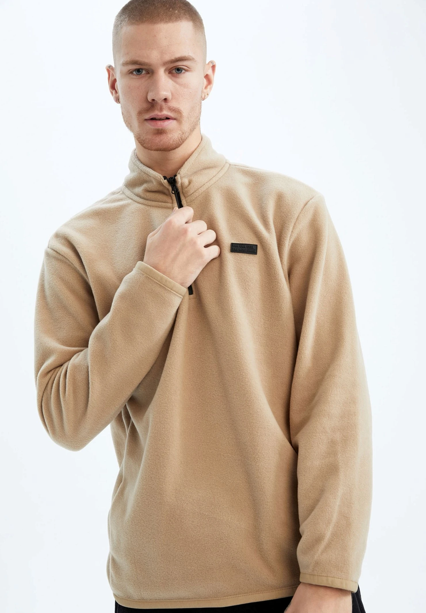 DeFacto Standart Fit - Fleece Trui - Beige 3 DeFacto Standart Fit - Fleece Trui - Beige