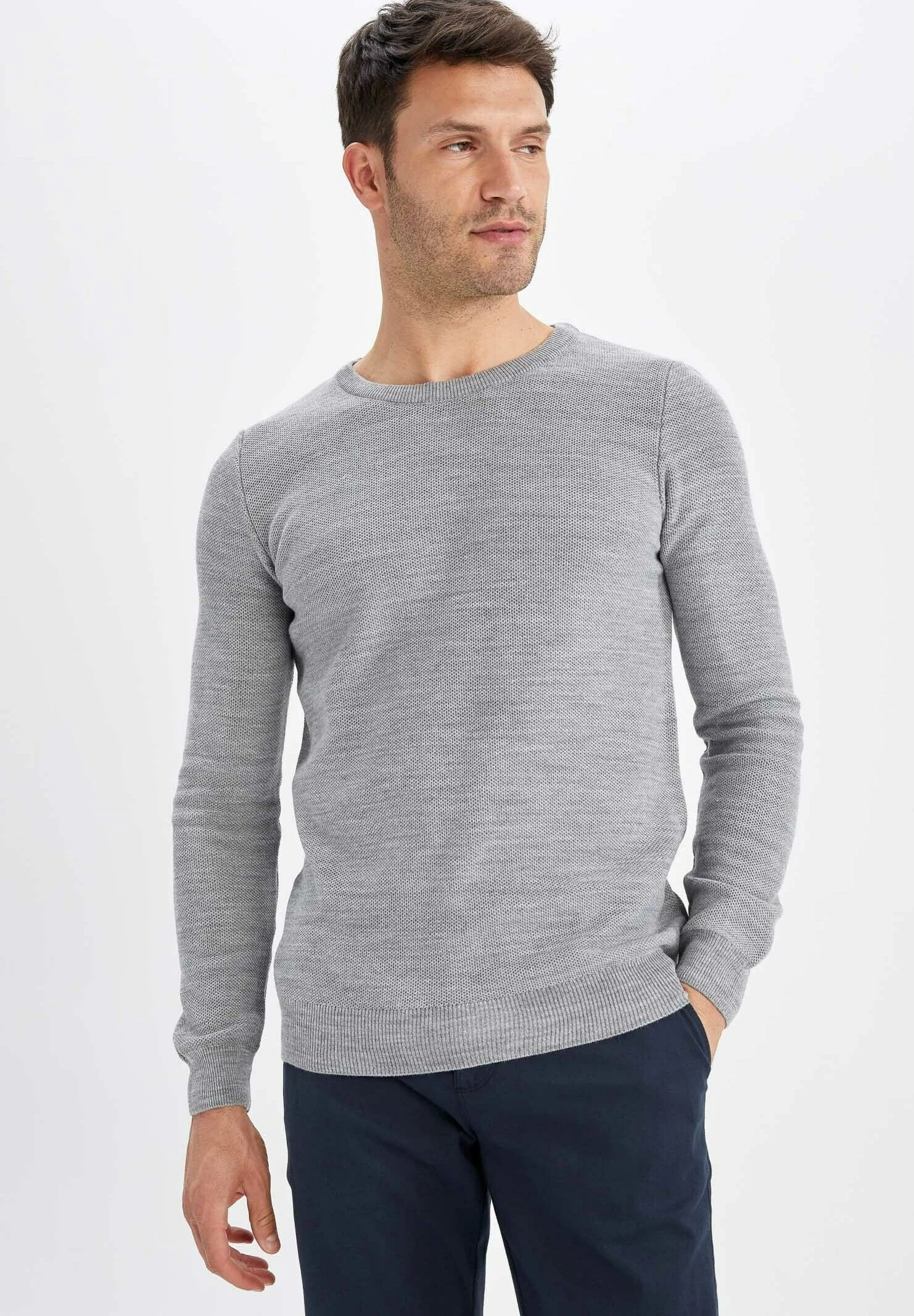 DeFacto Slim Fit- Trui - Grey 3 DeFacto Slim Fit- Trui - Grey
