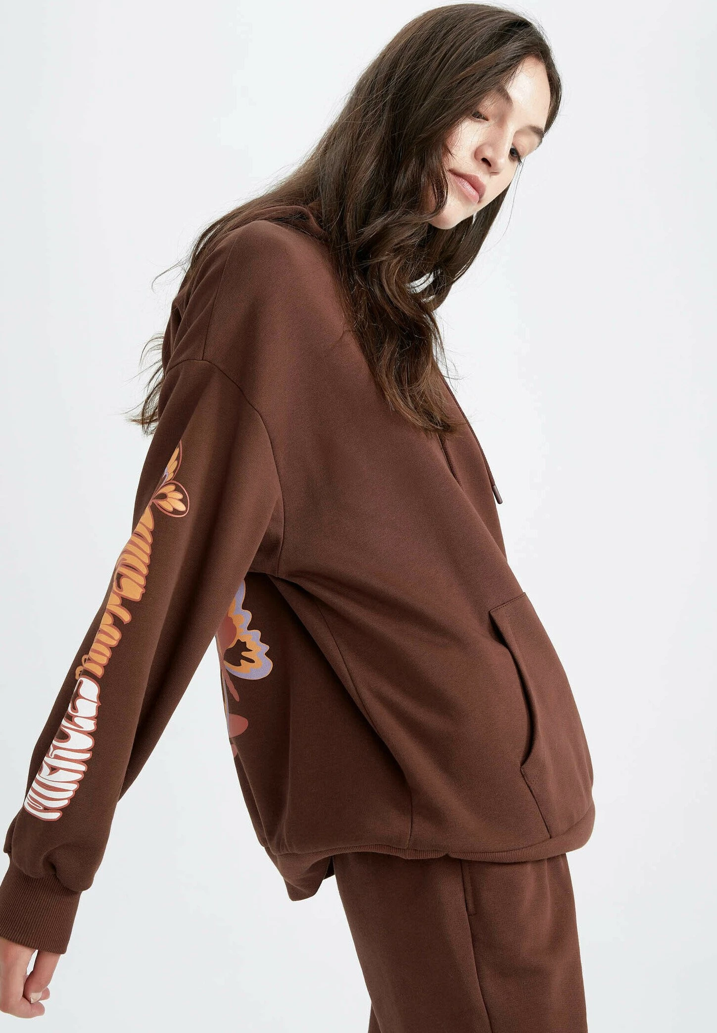 DeFacto Oversize Fit - Hoodie - Brown 6 DeFacto Oversize Fit - Hoodie - Brown - Afbeelding 4