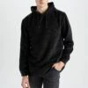 DeFacto Relax Fit - Hoodie - Black -DeFacto d8492c0982a24df9890f382532252ff7