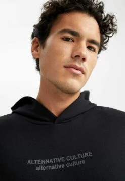 DeFacto Regular Fit - Hoodie - Black -DeFacto d98b70332bcd46319b353393cd24054c