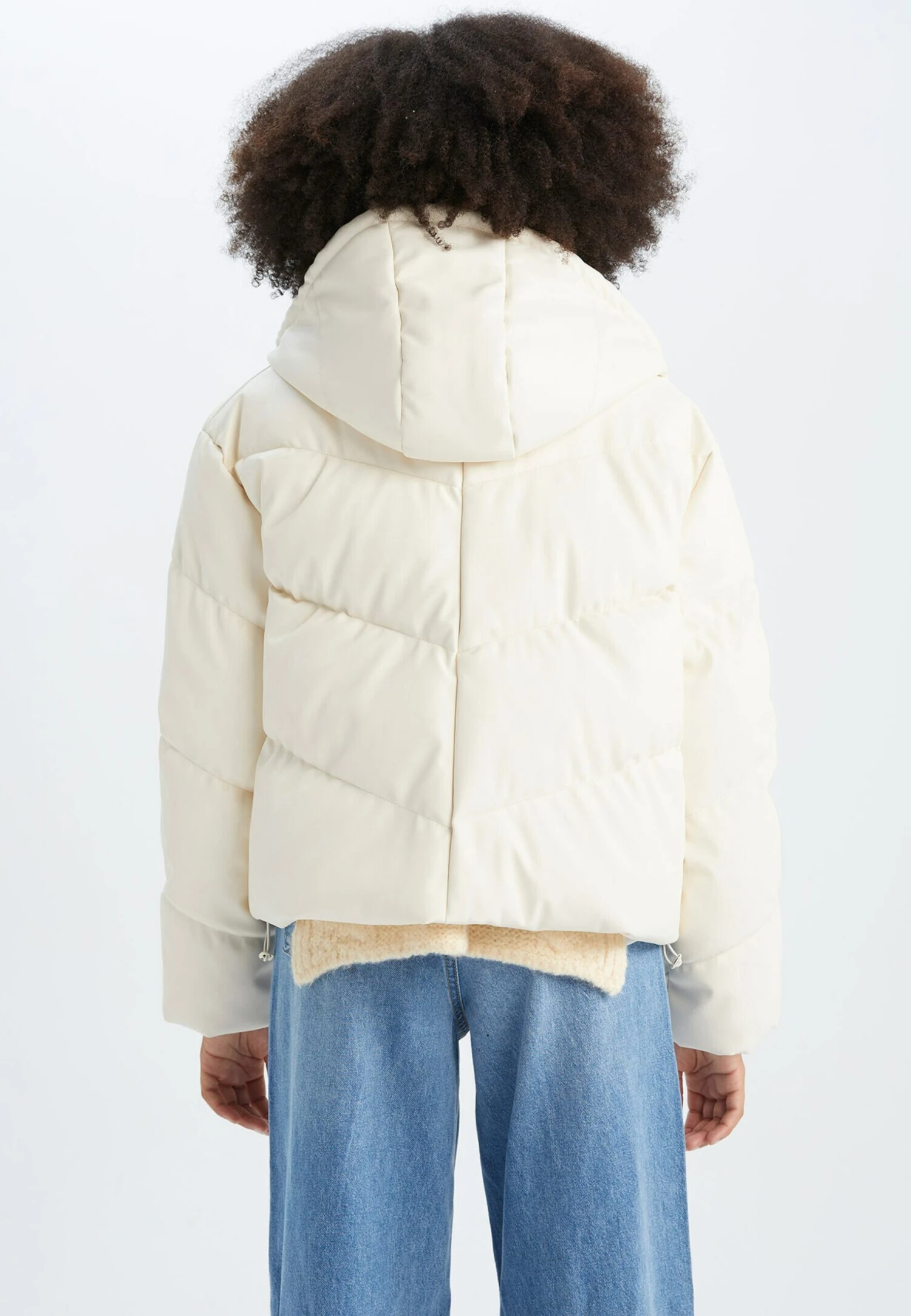 DeFacto Relax Fit- Imitatieleren Jas - Ecru 5 DeFacto Relax Fit- Imitatieleren Jas - Ecru - Afbeelding 3