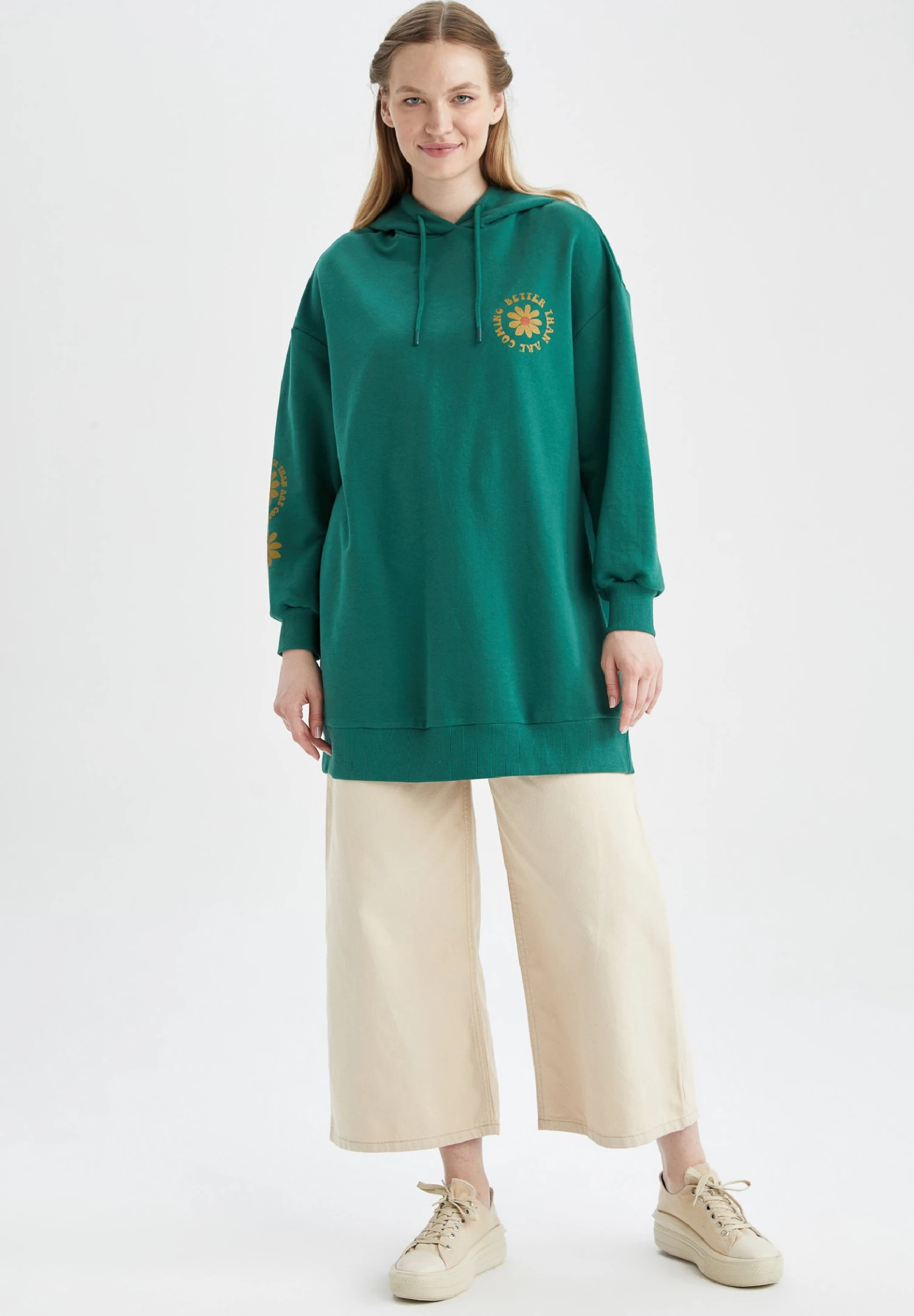 DeFacto Relax Fit - Hoodie - Green 4 DeFacto Relax Fit - Hoodie - Green - Afbeelding 2