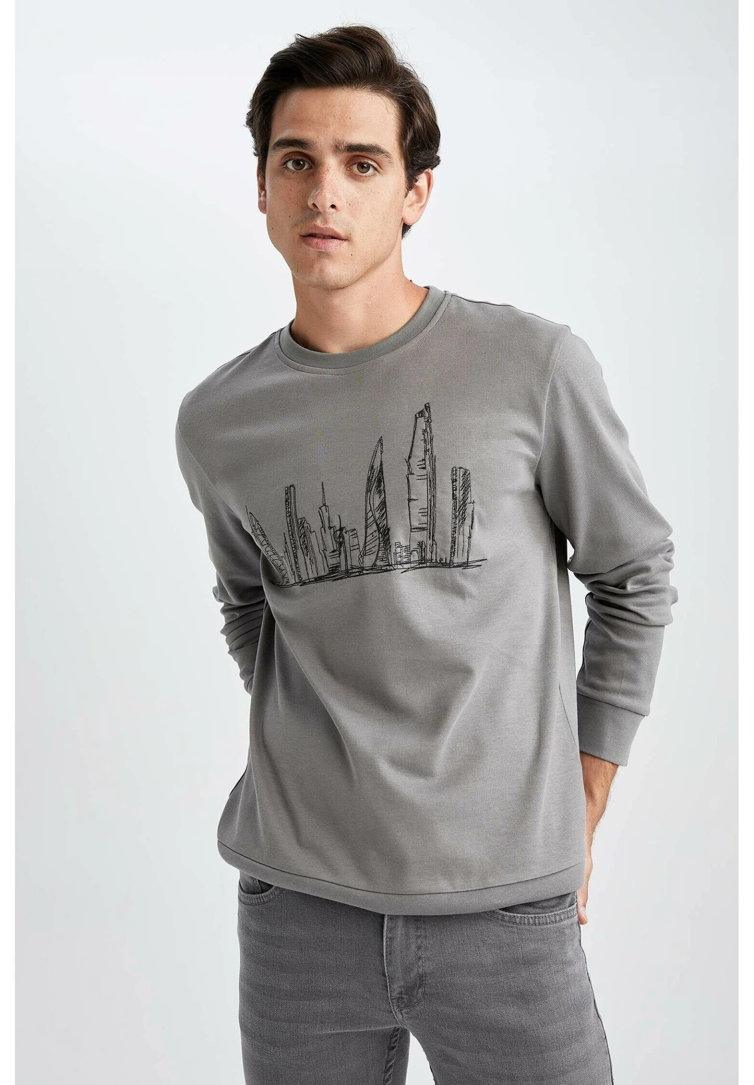 DeFacto Modern Fit - Sweater - Grey 3 DeFacto Modern Fit - Sweater - Grey