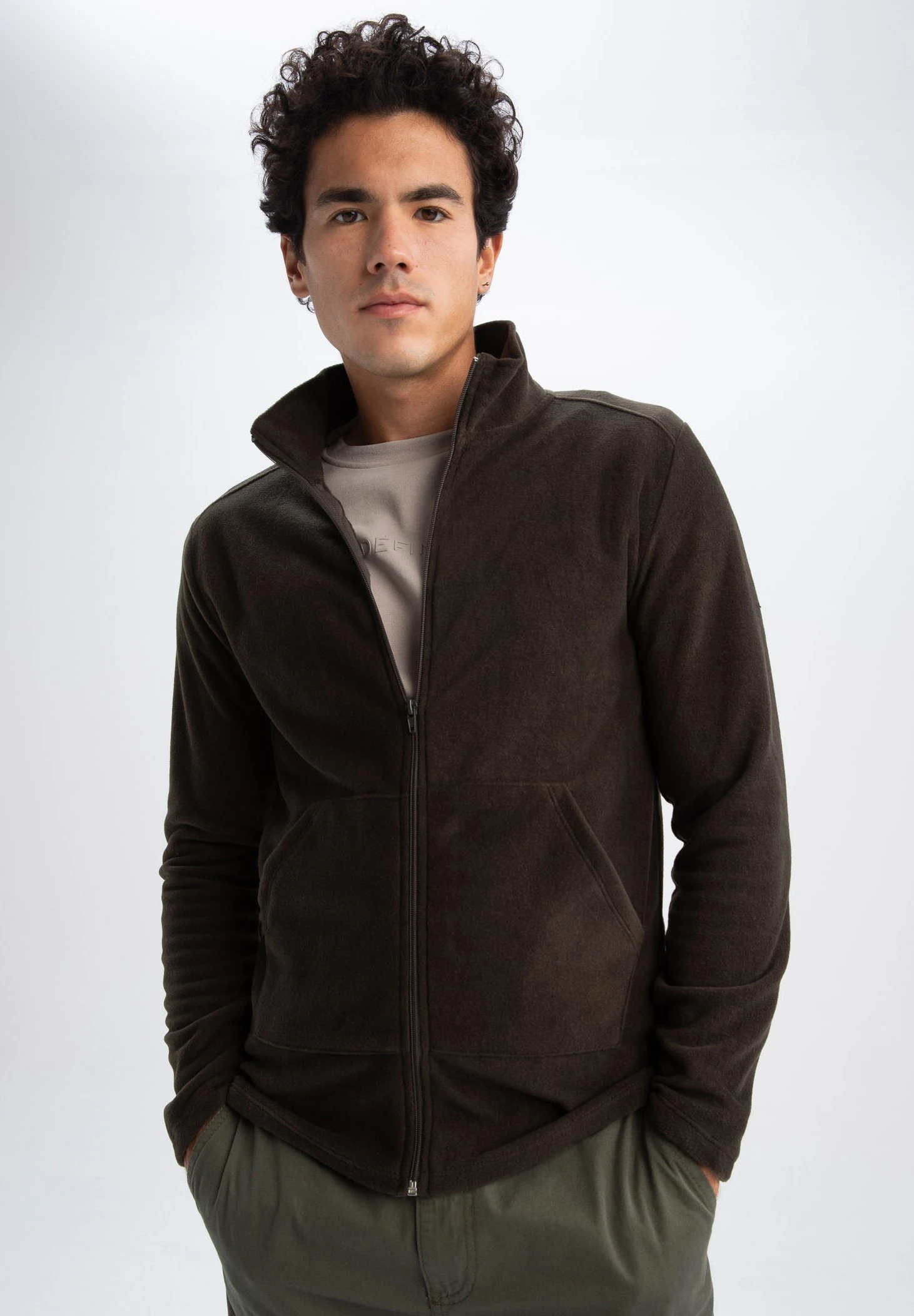 DeFacto Regular Fit - Sweater Met Rits - Khaki 3 DeFacto Regular Fit - Sweater Met Rits - Khaki