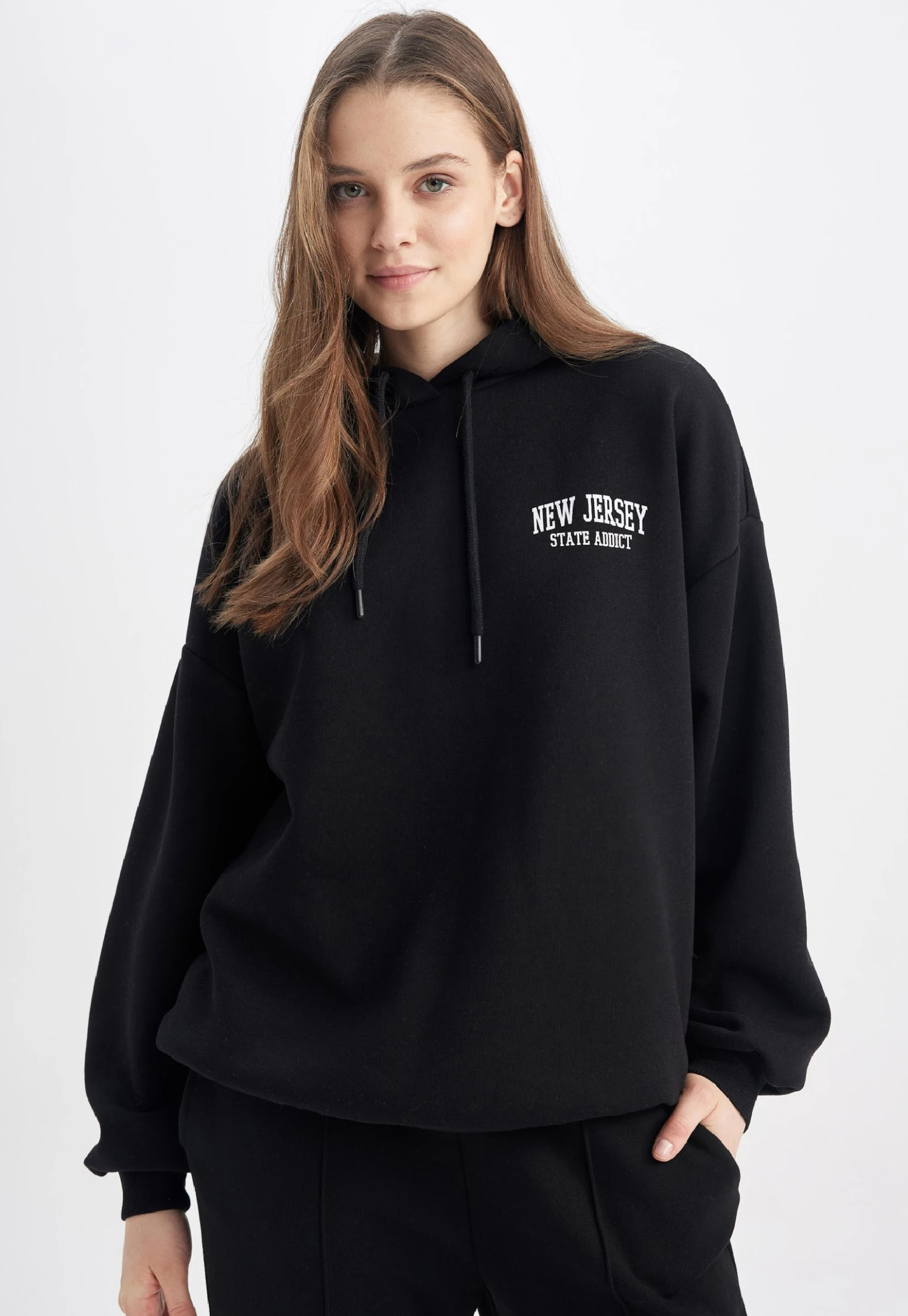 DeFacto Oversize Fit- Hoodie - Black 3 DeFacto Oversize Fit- Hoodie - Black
