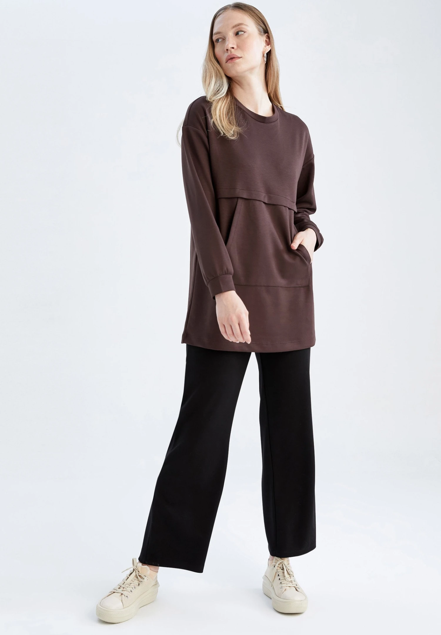 DeFacto Relax Fit T - Sweater - Brown 4 DeFacto Relax Fit T - Sweater - Brown - Afbeelding 2