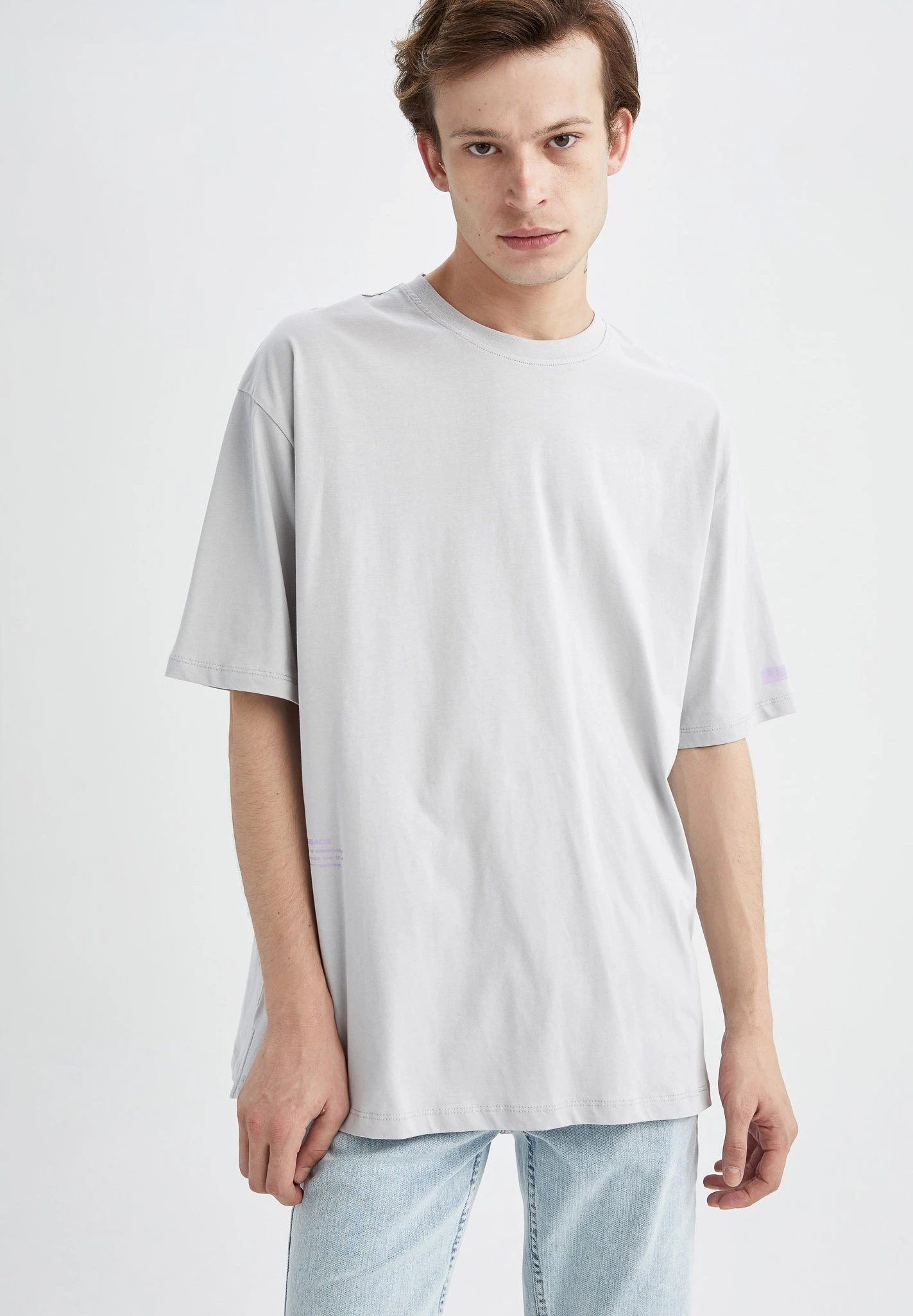 DeFacto Oversize Fit- T-Shirt Basic - Grey 5 DeFacto Oversize Fit- T-Shirt Basic - Grey - Afbeelding 3
