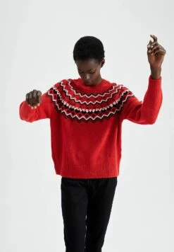 DeFacto Regular Fit Christmas Jumper - Trui - Red