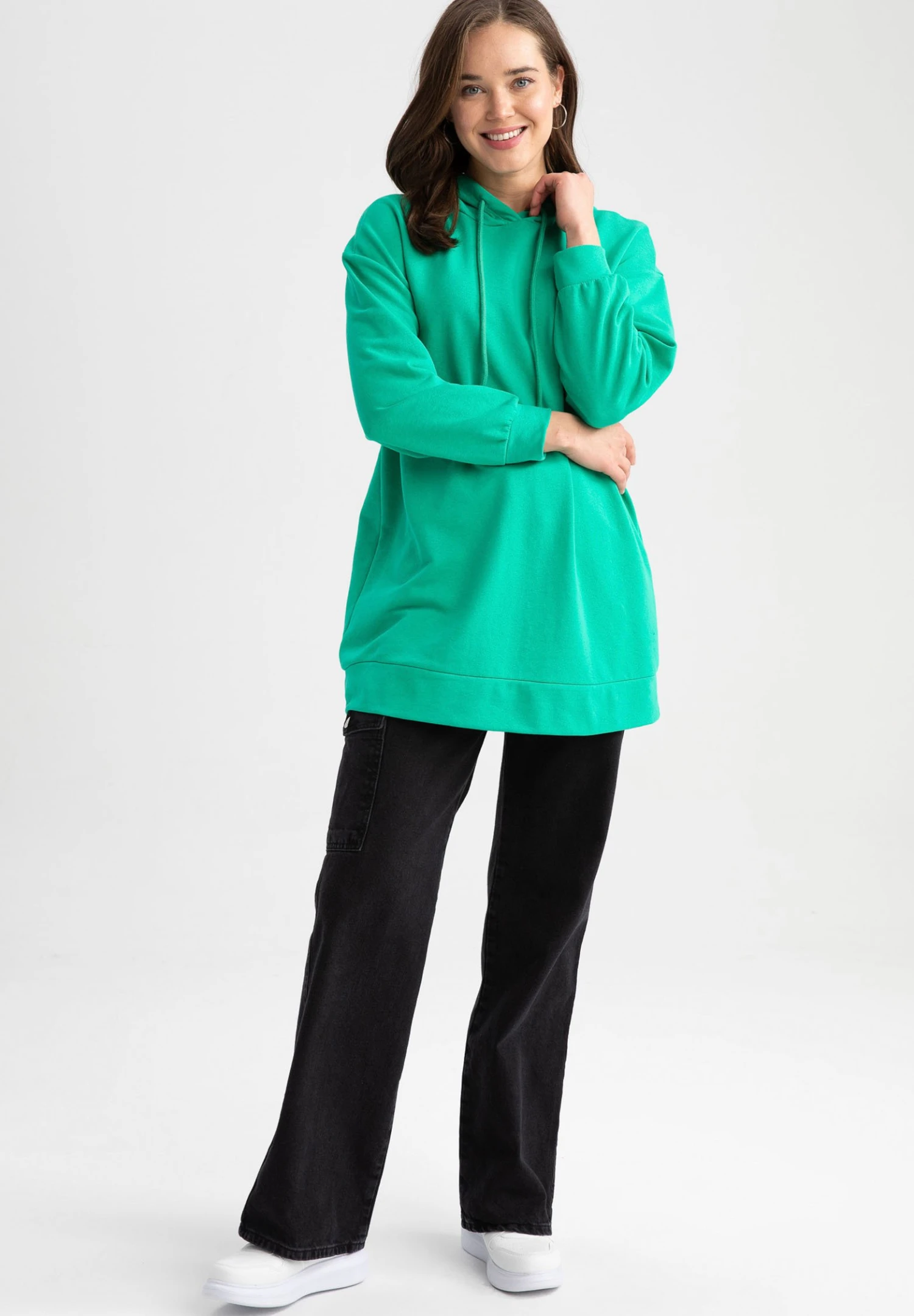 DeFacto Relax Fit- Hoodie - Green 4 DeFacto Relax Fit- Hoodie - Green - Afbeelding 2