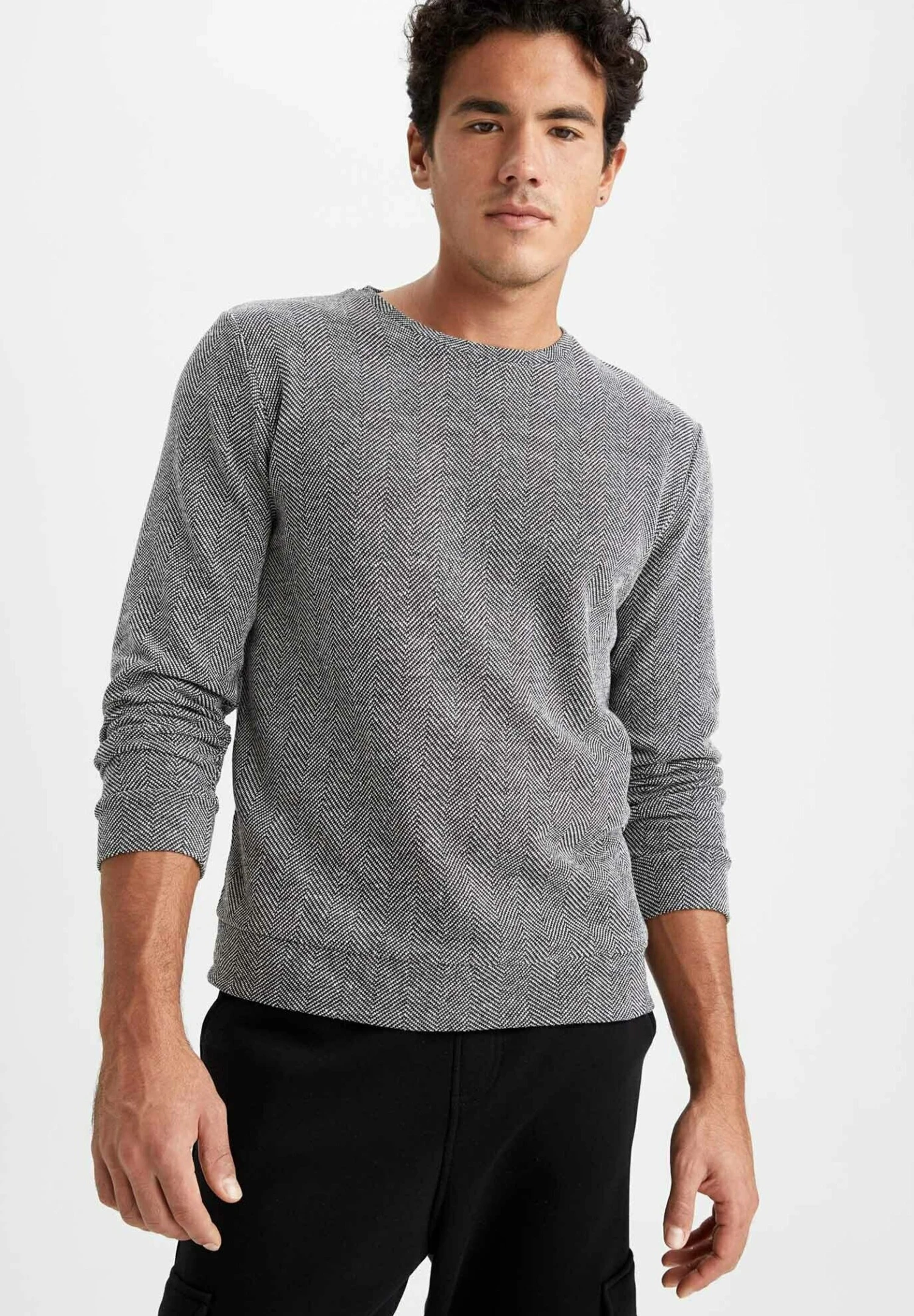 DeFacto Regular Fit- Sweater - Anthracite 3 DeFacto Regular Fit- Sweater - Anthracite