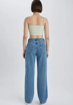 DeFacto Wideleg Cargo - Relaxed Fit Jeans - Blue -DeFacto ec2a36f43e4c47fb844b2e9a38ab59ff