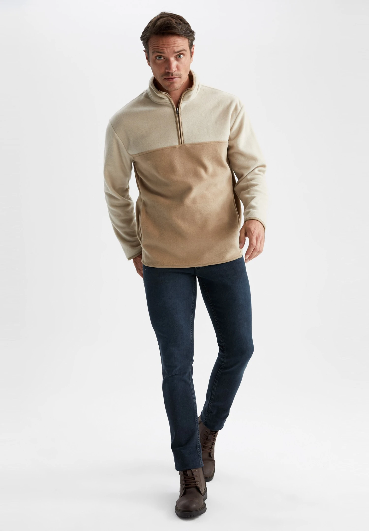 DeFacto Fleece Trui - Ecru 4 DeFacto Fleece Trui - Ecru - Afbeelding 2