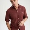 DeFacto Modern Fit - Overhemd - Bordeaux 2 DeFacto Modern Fit - Overhemd - Bordeaux -DeFacto ee6b217994a74d4481e2d96e57634f32