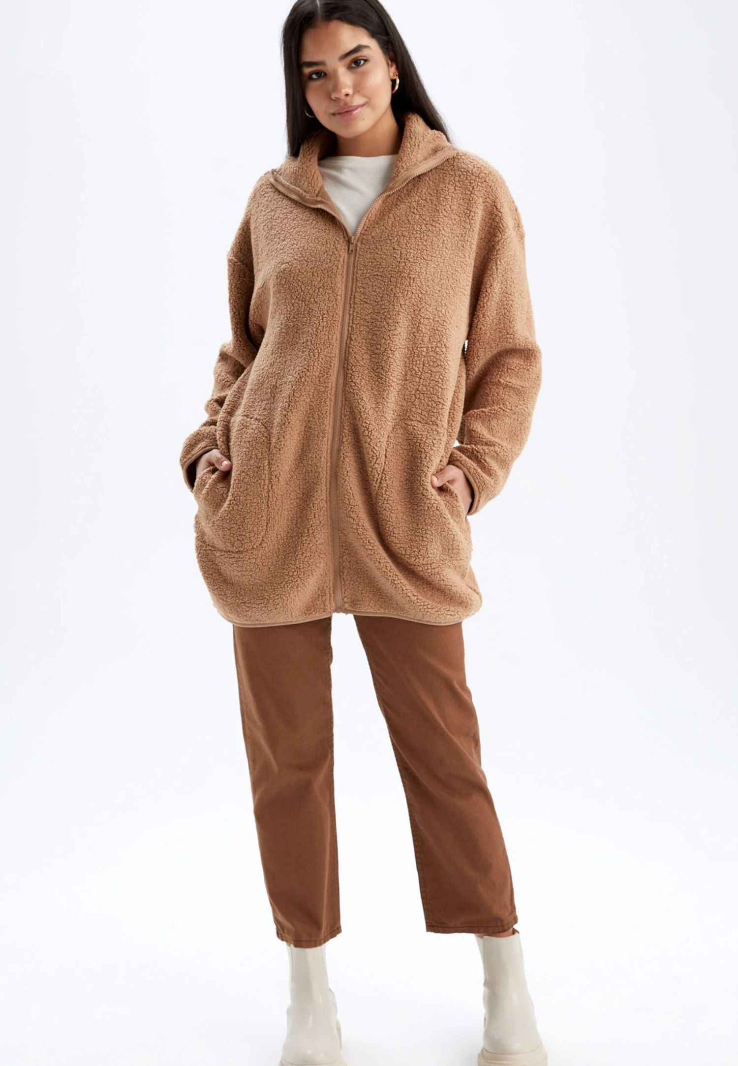 DeFacto Relax Fit - Fleecejas - Beige 4 DeFacto Relax Fit - Fleecejas - Beige - Afbeelding 2