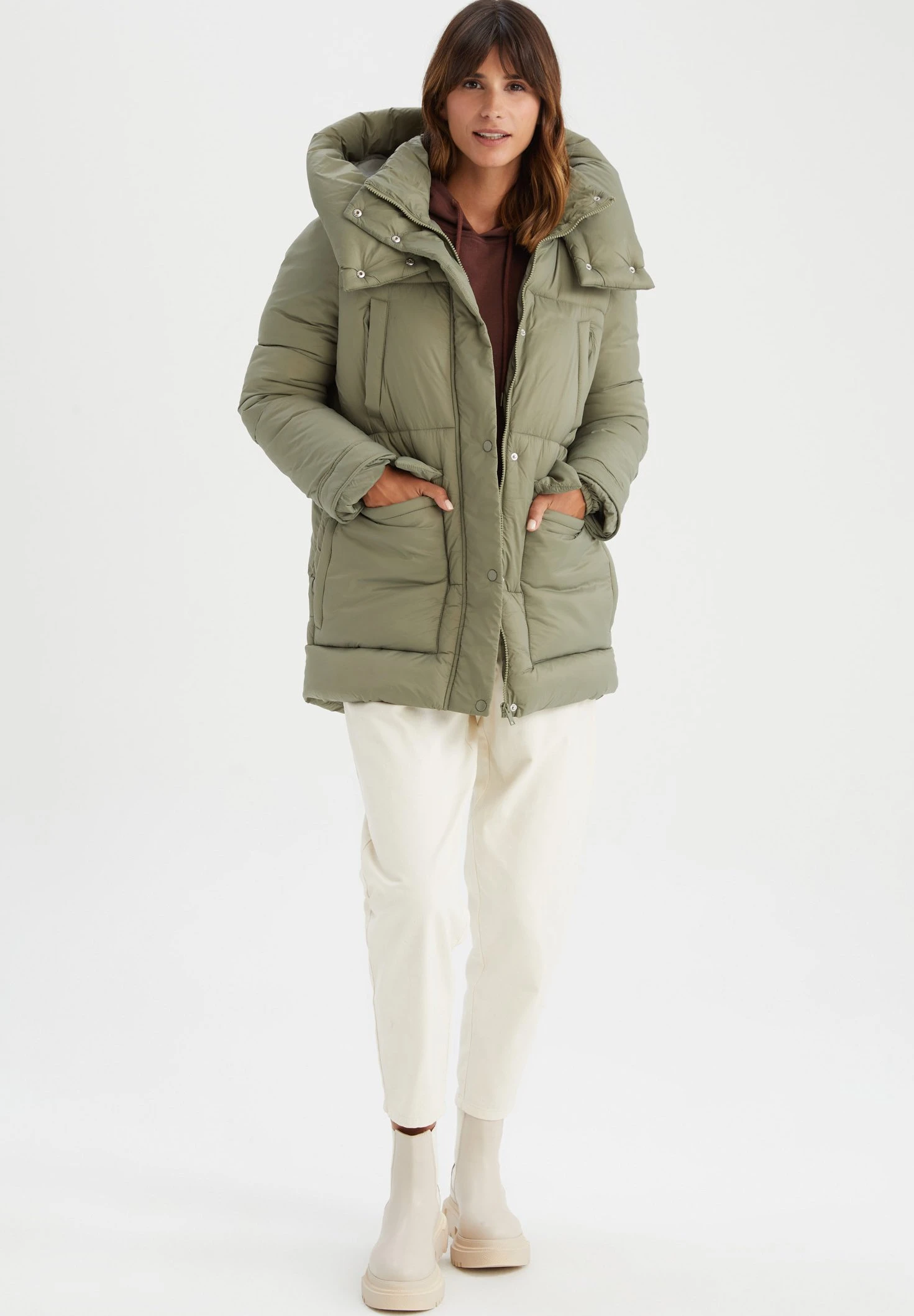 DeFacto Regular Fit - Winterjas - Khaki 4 DeFacto Regular Fit - Winterjas - Khaki - Afbeelding 2