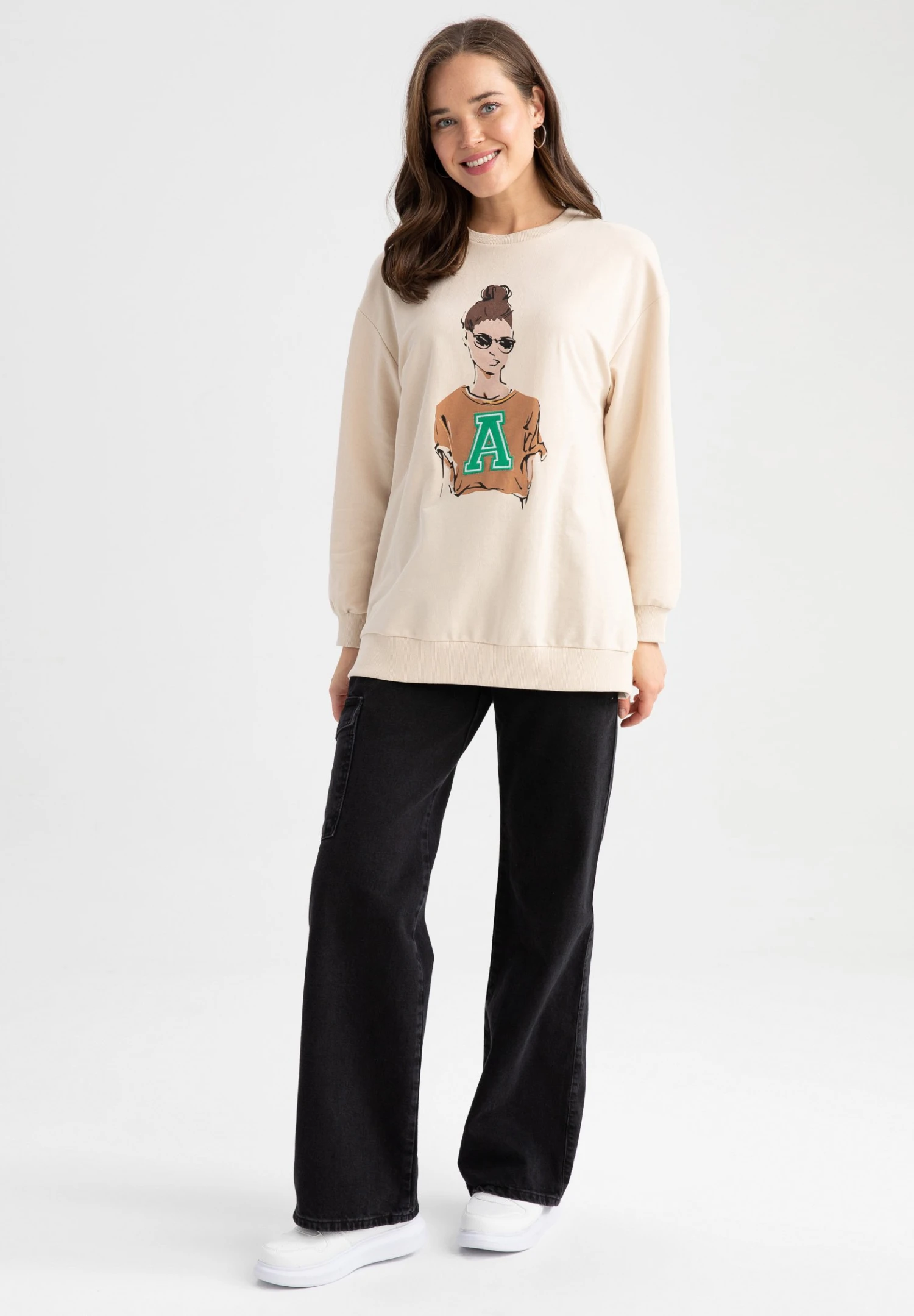 DeFacto Relax Fit - Sweater - Beige 4 DeFacto Relax Fit - Sweater - Beige - Afbeelding 2