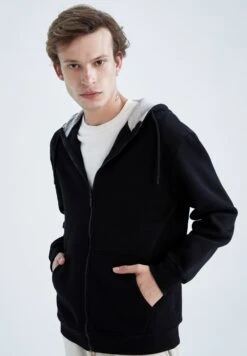 DeFacto Regular Fit - Sweater Met Rits - Black