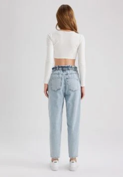 DeFacto Paperbag - Relaxed Fit Jeans - Blue -DeFacto f4c11d4b869f4d1c9ea0e5d739701668