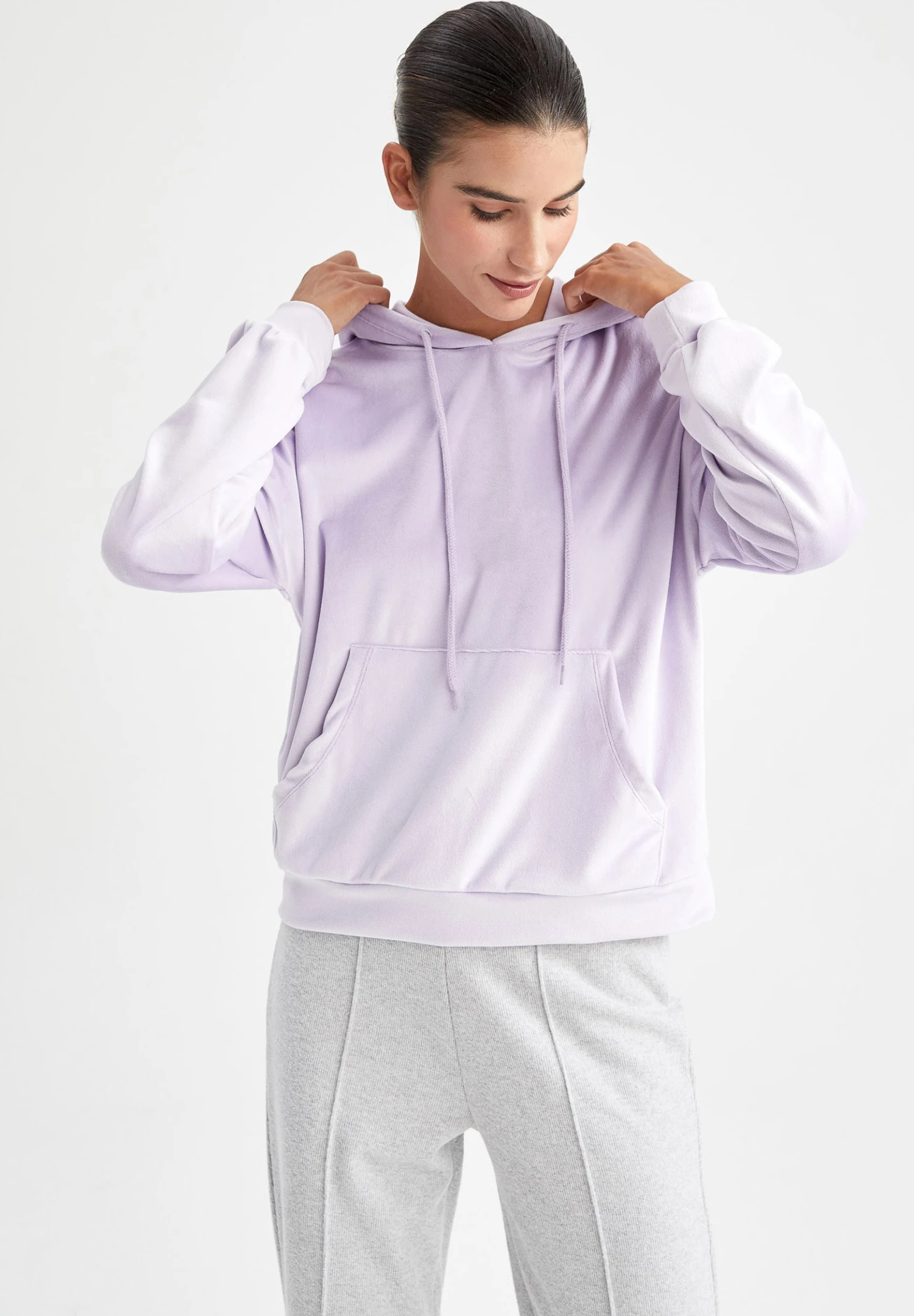 DeFacto Regular Fit - Hoodie - Purple 3 DeFacto Regular Fit - Hoodie - Purple