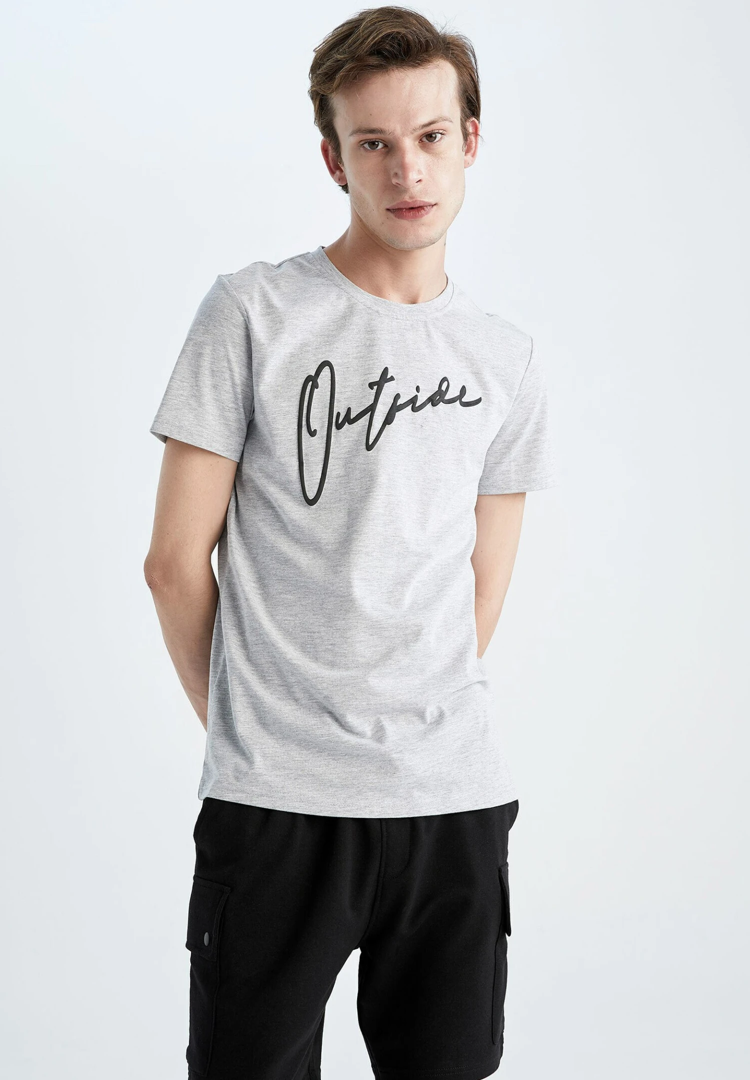 DeFacto T-Shirt Print - Grey 3 DeFacto T-Shirt Print - Grey