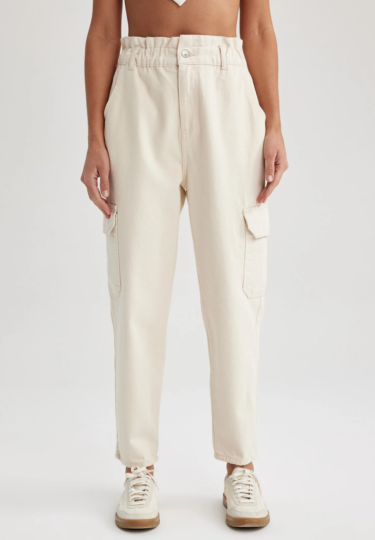 DeFacto Paperbag - Cargobroek - White 3 DeFacto Paperbag - Cargobroek - White