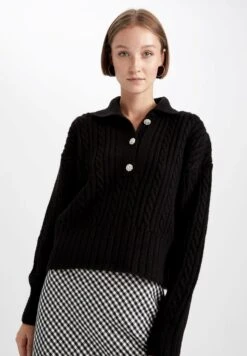 DeFacto Standart Fit - Trui - Black